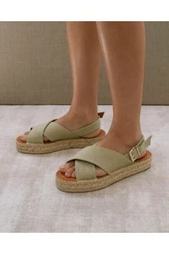 ALOHAS Sandalen Crossed Linen Sandals Green