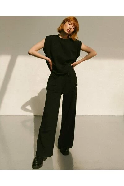 ALOHAS Wijde Broeken Restricted Pants Black 4 ALOHAS Wijde Broeken Restricted Pants Black - Afbeelding 4