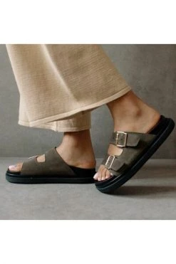 ALOHAS Slippers Buckle Strap Suede Shoes Green -Aloha Winkel 6899761e80bb2b146063a177264bf769