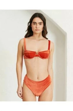 ALOHAS Bikini's The Loop Velvet Bikini Top Orange