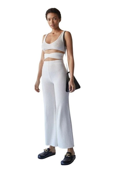 ALOHAS Wijde Broeken Easy Wide Knit Pants Beige 3 ALOHAS Wijde Broeken Easy Wide Knit Pants Beige - Afbeelding 3