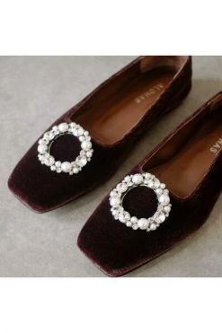 ALOHAS Ballerina's Bella Crystal Velvet Shoes Brown -Aloha Winkel a33c2a70ed2a7e06a33025f2e058756f