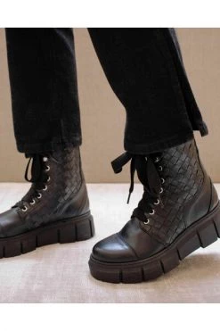 ALOHAS Laarzen Can Can Braided Leather Black -Aloha Winkel a65553d7993924e467e98f992fd0df70