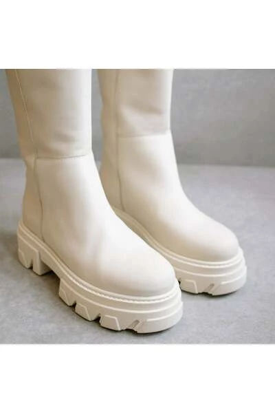 ALOHAS Laarzen Katiuska Leather Knee-high Boots Beige 2 ALOHAS Laarzen Katiuska Leather Knee-high Boots Beige - Afbeelding 2