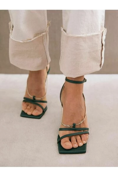 ALOHAS Sandalen Straps Chain Shoes Green 3 ALOHAS Sandalen Straps Chain Shoes Green - Afbeelding 3