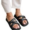 ALOHAS Slippers Slip On Cross Shoes Black