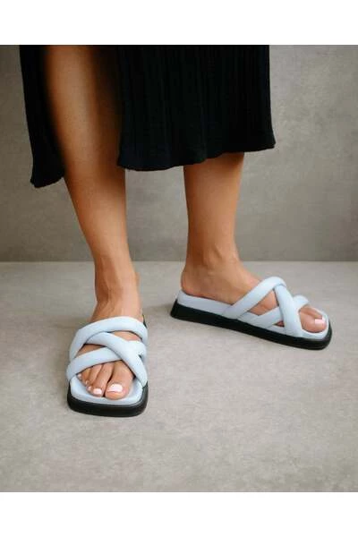 ALOHAS Slippers Slip On Cross Sandals Blue 4 ALOHAS Slippers Slip On Cross Sandals Blue - Afbeelding 4