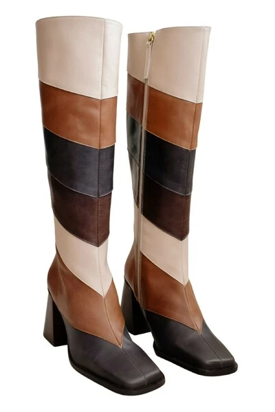 ALOHAS Schoenen North Patchwork Vintage Boots Brown 2 ALOHAS Schoenen North Patchwork Vintage Boots Brown - Afbeelding 2