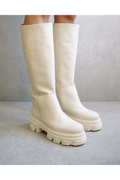 ALOHAS Laarzen Katiuska Leather Knee-high Boots Beige 6 ALOHAS Laarzen Katiuska Leather Knee-high Boots Beige - Afbeelding 6