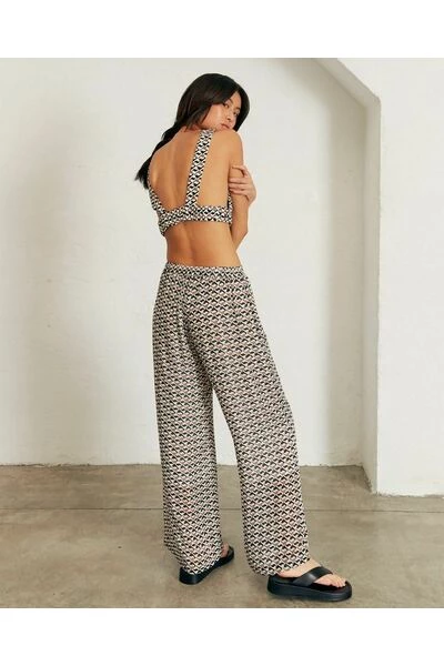 ALOHAS Wijde Broeken Cliffhanger Pants Monogram Brown 2 ALOHAS Wijde Broeken Cliffhanger Pants Monogram Brown - Afbeelding 2