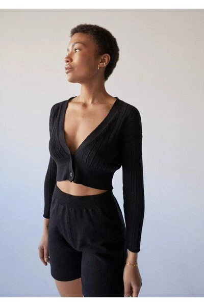 ALOHAS Korte Broeken Roomy Knit Shorts Black 2 ALOHAS Korte Broeken Roomy Knit Shorts Black - Afbeelding 2