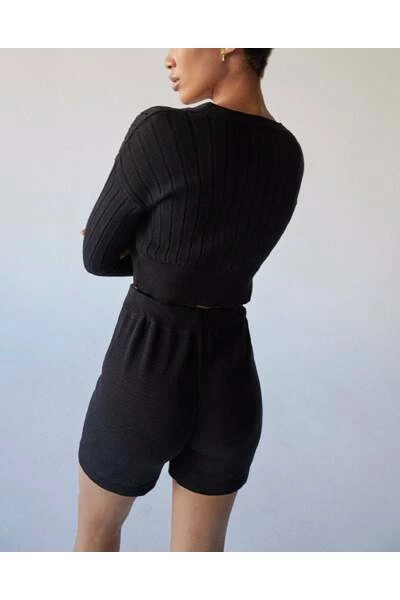 ALOHAS Korte Broeken Roomy Knit Shorts Black 1 ALOHAS Korte Broeken Roomy Knit Shorts Black