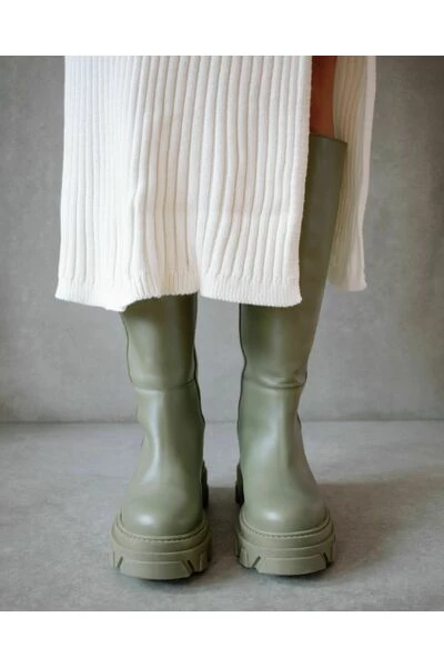 ALOHAS Snowboots Katiuska Leather High Boots Green 1 ALOHAS Snowboots Katiuska Leather High Boots Green