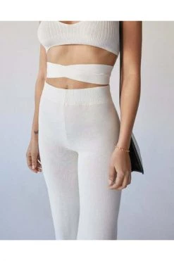 ALOHAS Wijde Broeken Easy Wide Knit Pants Beige