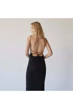 ALOHAS Casual Jurken Delicate Strap Knit Dress Black